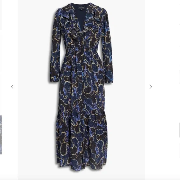 【SALONI】プリント silk crepe de chine maxi ドレス SALONI Jacqui-B printed silk crepe de chine maxi dress | NET
